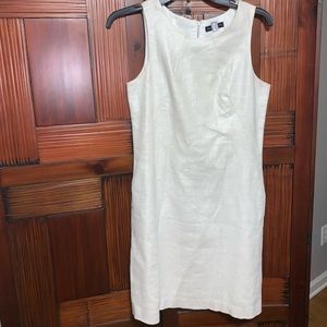 Metallic sheen White sheath dress with pockets